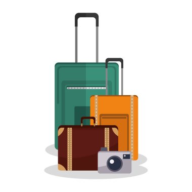 İzole çanta ve seyahat tasarım kamera