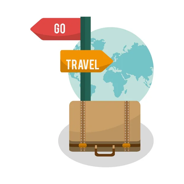 Geïsoleerde tas en weg teken van reizen ontwerp — Stockvector