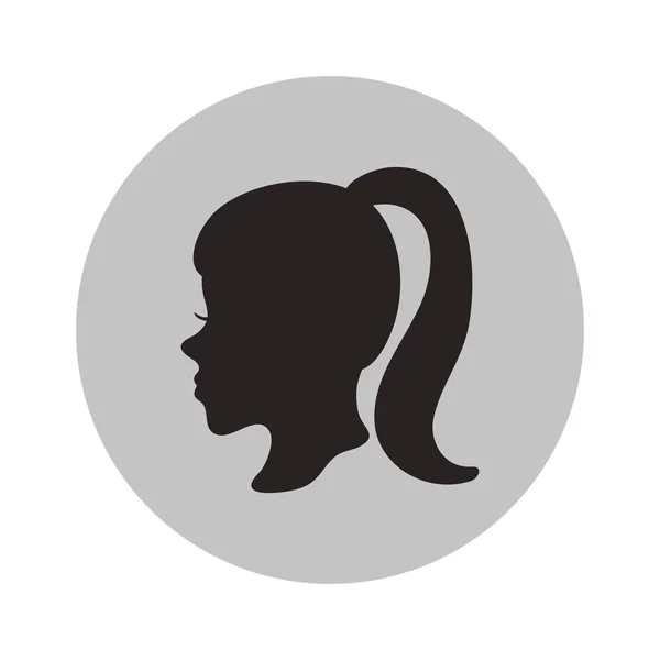 サークル デザイン内の女性ヘッド プロファイル — ストックベクタ