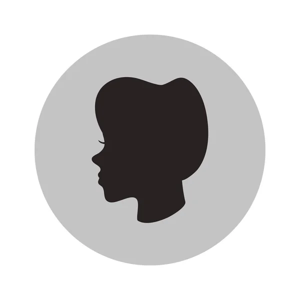 Perfil de la cabeza de mujer dentro del círculo diseño — Vector de stock