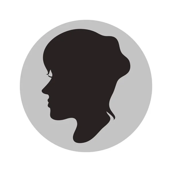 Profil de tête de femme à l'intérieur du cercle design — Image vectorielle