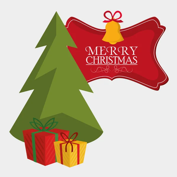 Regalo y pino de diseño de temporada de Navidad — Archivo Imágenes Vectoriales