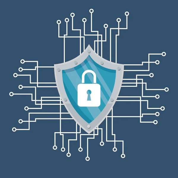 Mavi siber güvenlik sistemi tasarımı — Stok Vektör