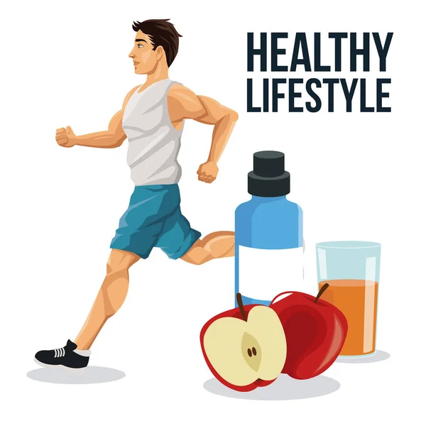 Hombre corriendo de diseño de estilo de vida saludable — Vector de stock