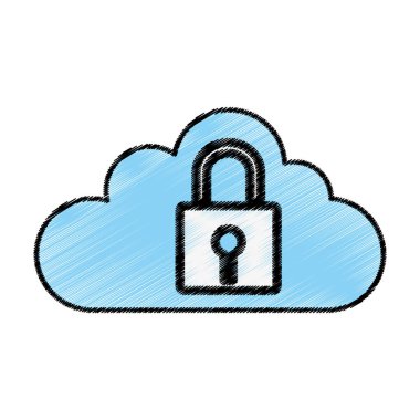 İzole asma kilit ve bulut tasarım