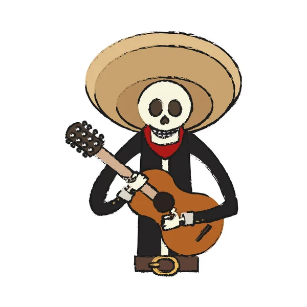 Isolated mexican male skull design — Stock Vector