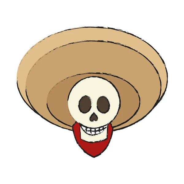 Ізольований мексиканський дизайн черепа чоловіків — стоковий вектор