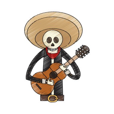 İzole Meksikalı erkek kafatası tasarımı