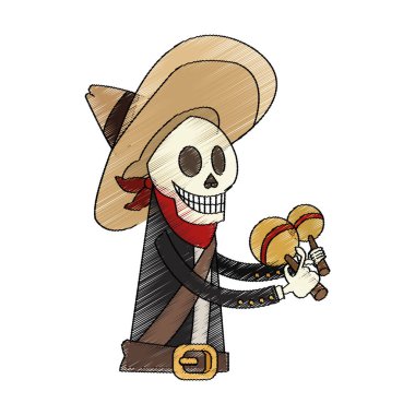 İzole Meksikalı erkek kafatası tasarımı