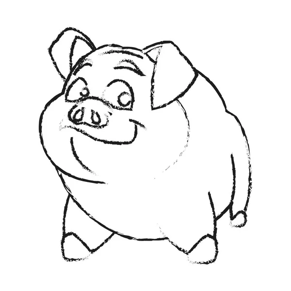 Desain kartun babi yang terisolasi - Stok Vektor