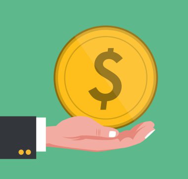 büyük para altın tutan el