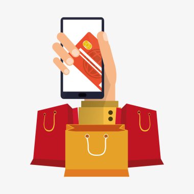 online kart banka alışveriş smartphone el tutar