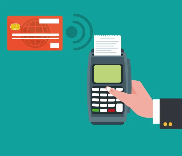 Tarjeta de crédito dataphone pagar compras en línea — Vector de stock
