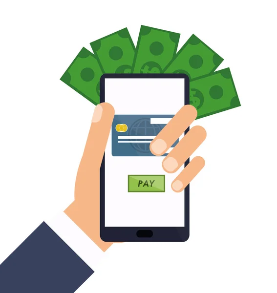 Smartphone payment bills online — Stock Vector