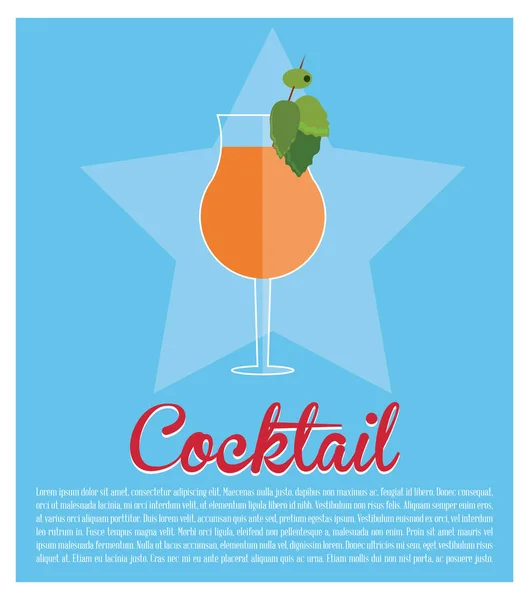 Cocktail mint blad olijf sterren achtergrond — Stockvector