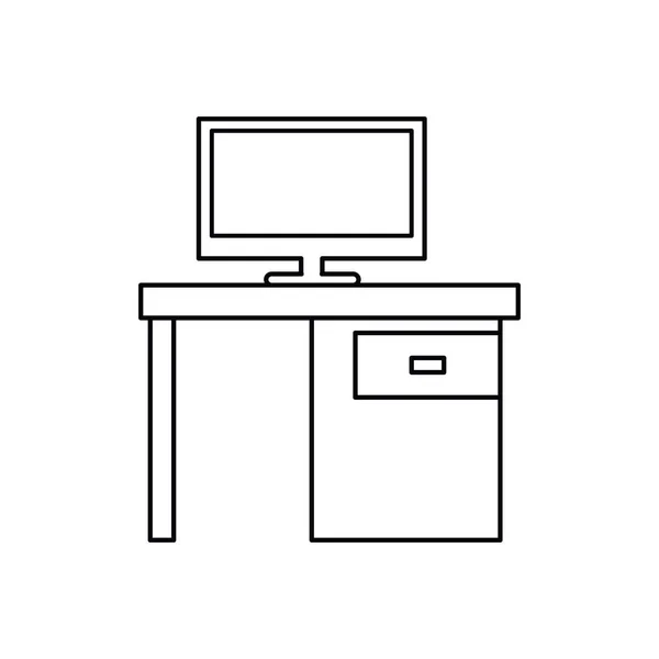 Piktogramm Computer Schreibtisch Büro Schubladen Symbol — Stockvektor