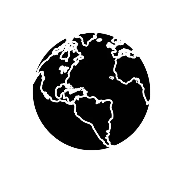 Silhouette mappamondo mappa mondo terra business icona — Vettoriale Stock