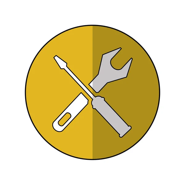 Support repair tools sign icon yellow shadow — Stock Vector