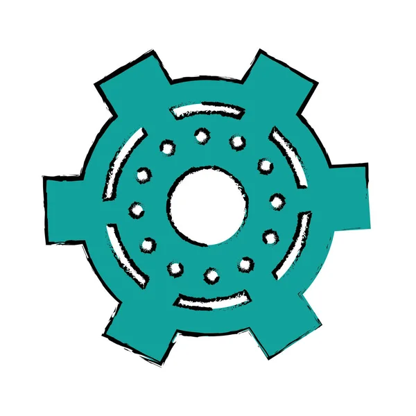 Tegning gear hjul motor tandhjul ikon – Stock-vektor