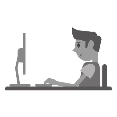 adam çalışma alanı ile Danışma laptop tek renkli