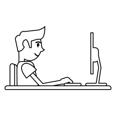 piktogram adam çalışma alanı ile Danışma laptop