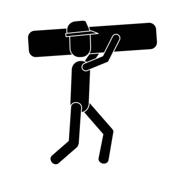 çalışan inşaat malzeme grafik piktogram taşır