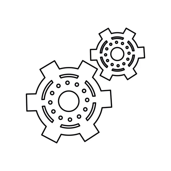 Pictogramme deux roues dentées moteur rouage icône — Image vectorielle