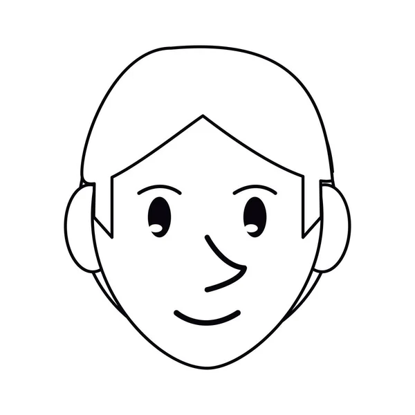 Pictogramme jeune visage gars sourire — Image vectorielle