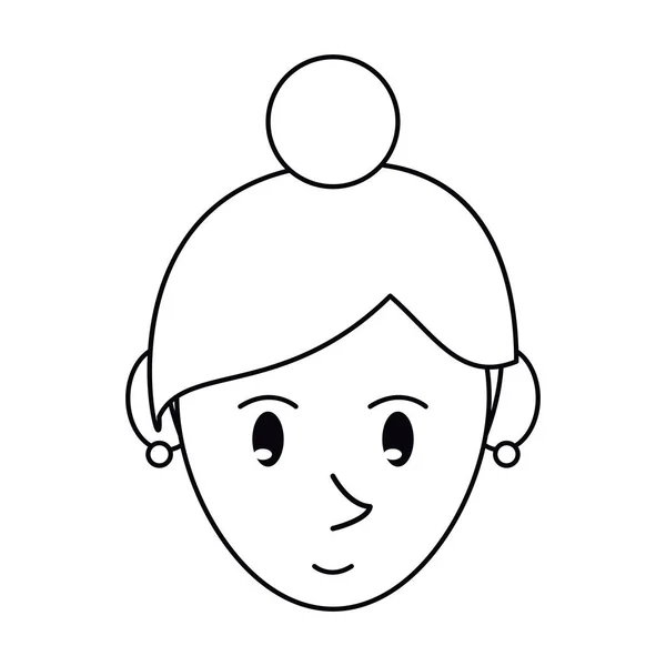 Pictogramme visage dessin animé fille anneaux — Image vectorielle