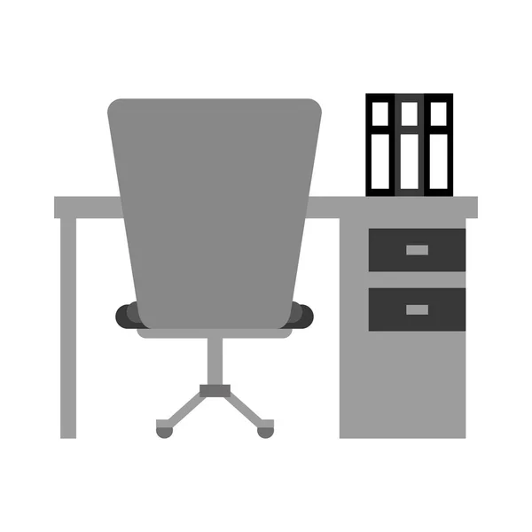 Worplace asztali számítógép könyvek szék monokróm — Stock Vector