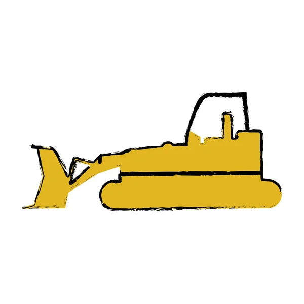 Drawing bulldozer truck construction sign — Stock Vector