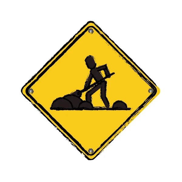 Warning under construction repair sign drawing — Stock Vector