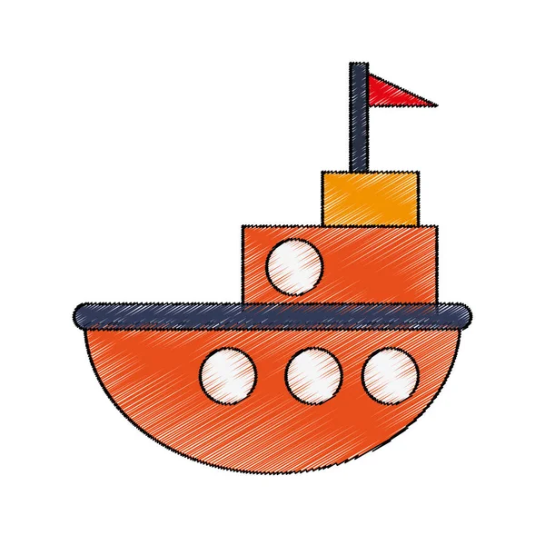 Elszigetelt hajó játékszer-tervezése — Stock Vector