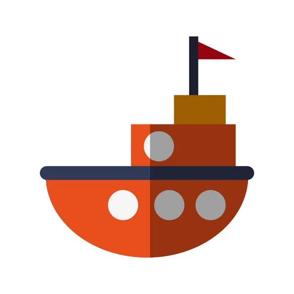 Diseño de juguete de barco aislado — Vector de stock