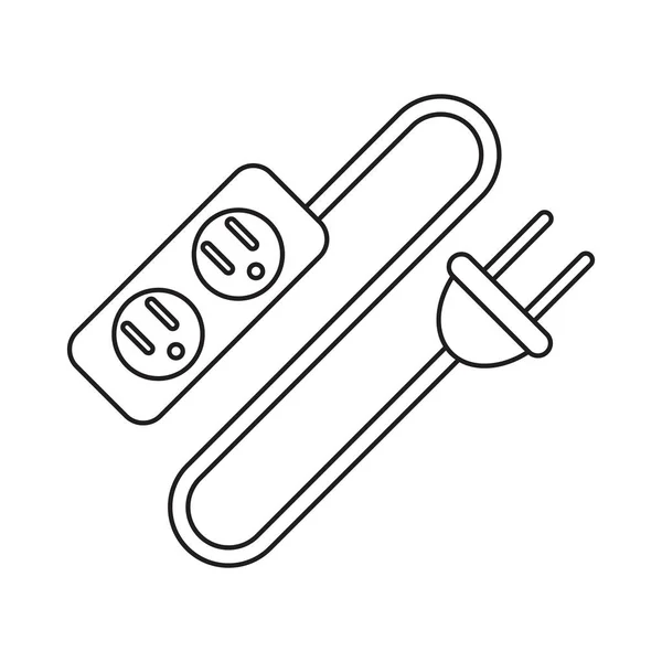 Cable de extensión eléctrica pictograma y enchufe — Archivo Imágenes Vectoriales