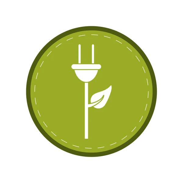 Συνδέστε το καλώδιο φύλλα οικολογία ενέργεια πράσινο σύμβολο κύκλος — Διανυσματικό Αρχείο