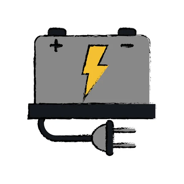 Tekening auto batterij hoog voltage mechanic plug — Stockvector