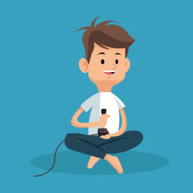 oturan joystick oyun ile çocuk