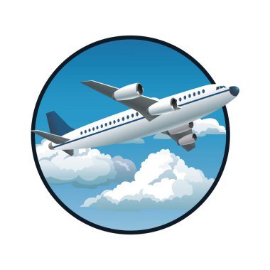 uçak mavi gökyüzü bulutlar arka plan daire