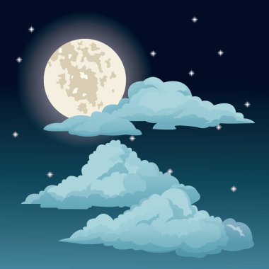 güzel gece gökyüzünde bulutlar ay yıldız