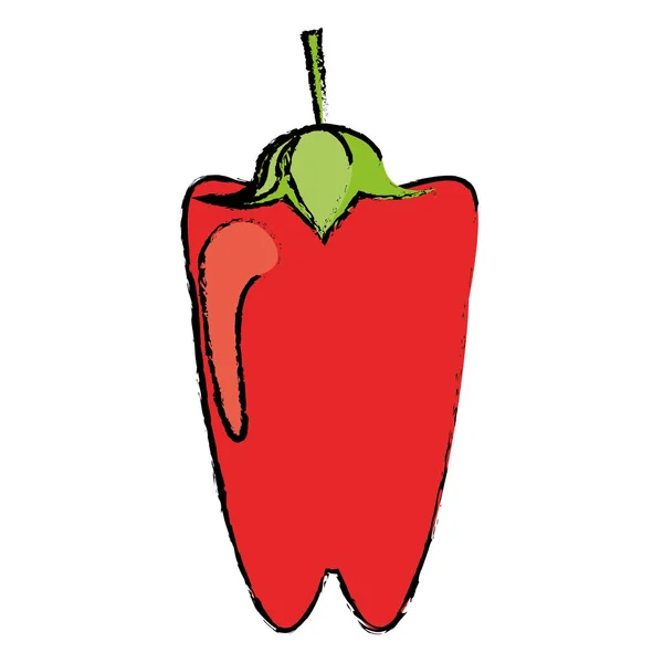 Zeichnung Paprika rotes Gemüse Lebensmittel Symbol — Stockvektor