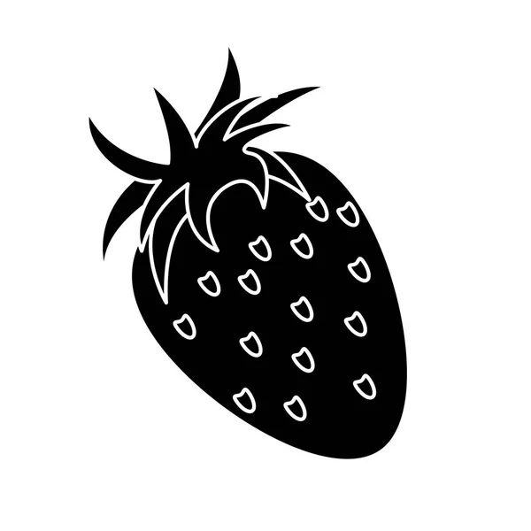 Fraise fruits santé nature silhouette — Image vectorielle