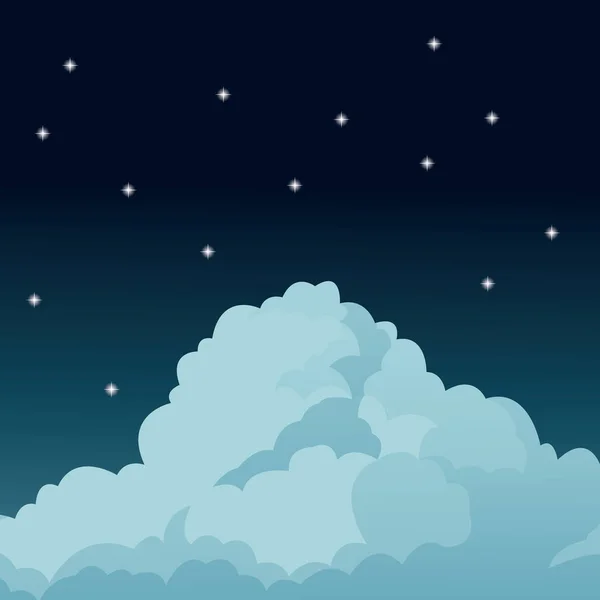 Nacht hemel sterren wolk — Stockvector