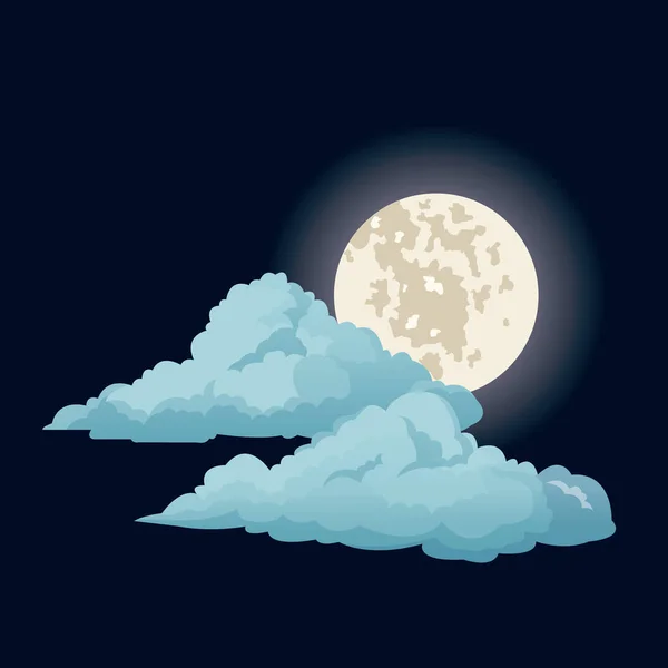 Cielo notturno luna nuvole — Vettoriale Stock