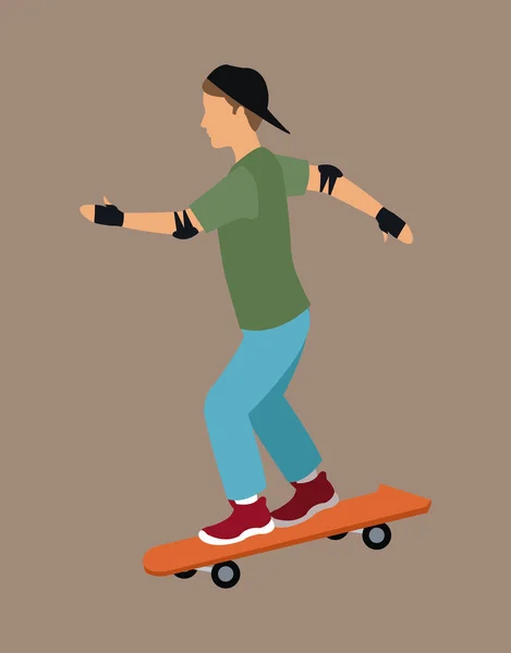 Skater mit Mütze und Handschuhen — Stockvektor