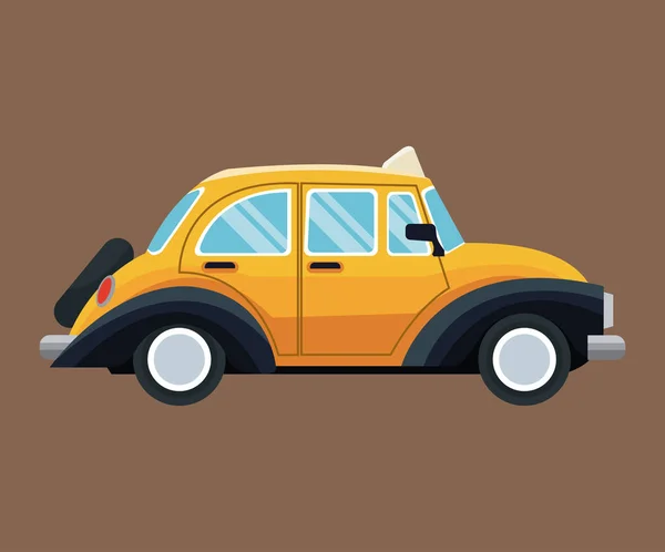 Antique taxi car side view brown background — Stock Vector