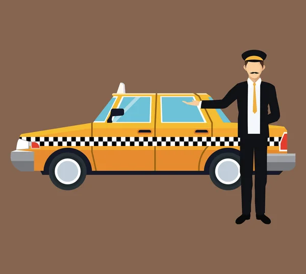 Taxi autót vezető munka szolgáltatás nyilvános — Stock Vector