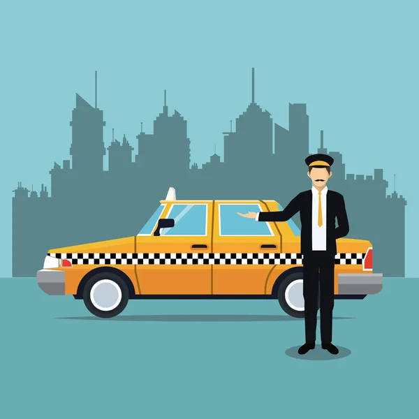 Taxi coche conductor servicio uniforme público — Vector de stock