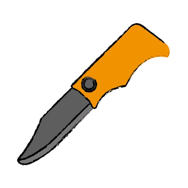 Dibujo cuchillo de caza herramienta equipo camping amarillo les — Vector de stock