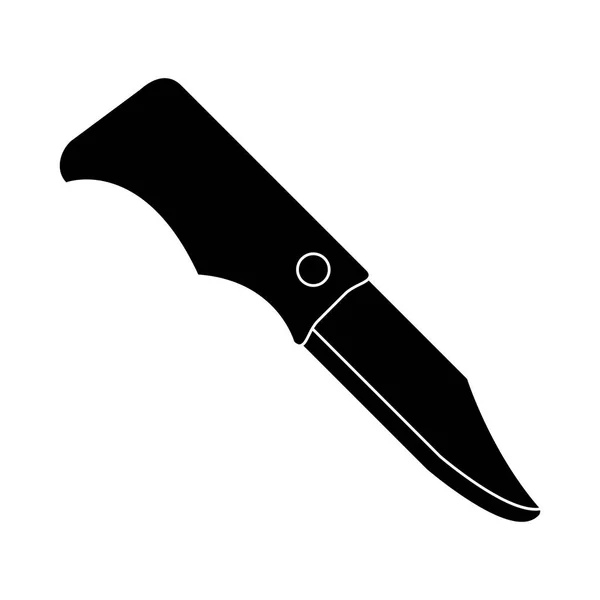 Silhouette couteau de chasse outillage camping — Image vectorielle